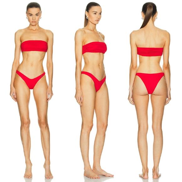 THE ATTICO | NWT Strapless Bikini Set in Red Cheeky Bandeau S - Picture 3 of 11